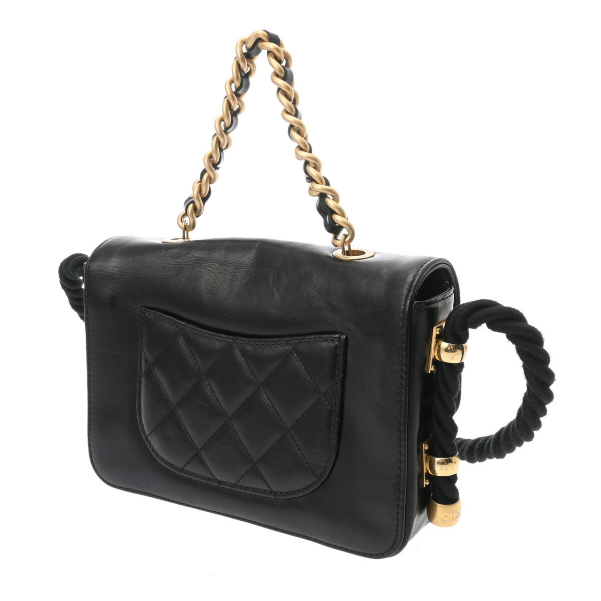 CHANEL En Vogue Rope Black AS0074 Women's Leather Shoulder Bag