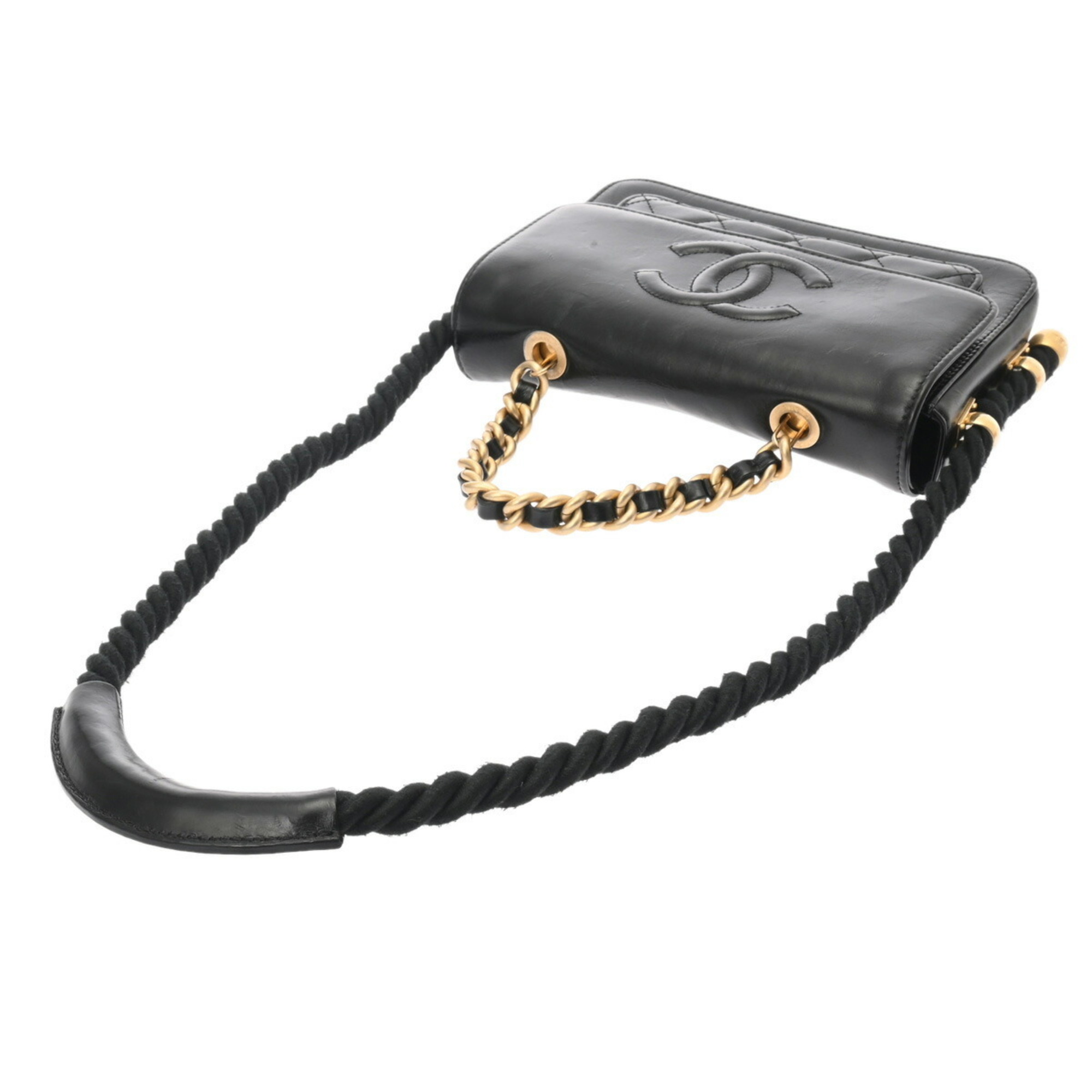 CHANEL En Vogue Rope Black AS0074 Women's Leather Shoulder Bag