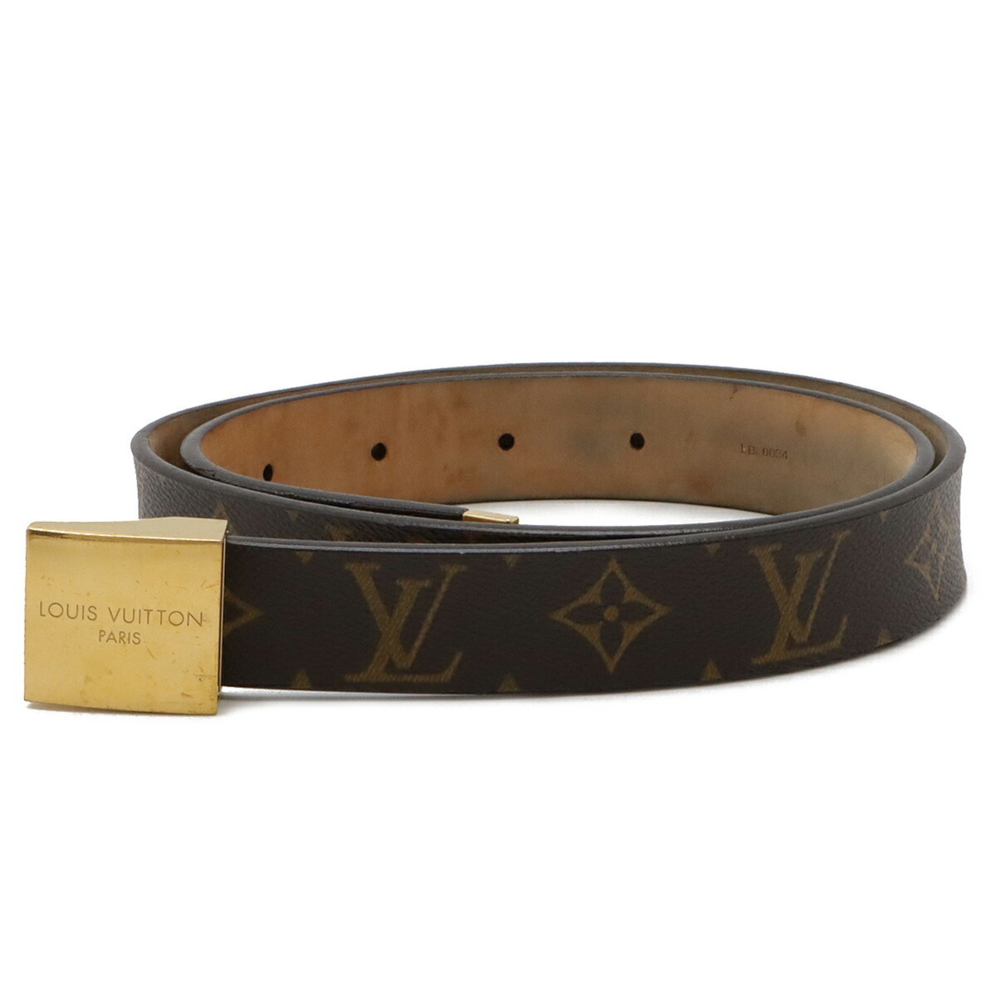 LOUIS VUITTON Louis Vuitton Monogram Santur Carre Belt Men's #85 M6800V