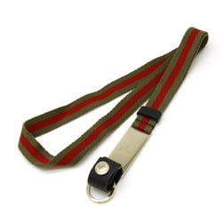 GUCCI Web Line Sherry Neck Strap Mobile Phone Canvas Leather Moss Green Red Black 039 2194 1089