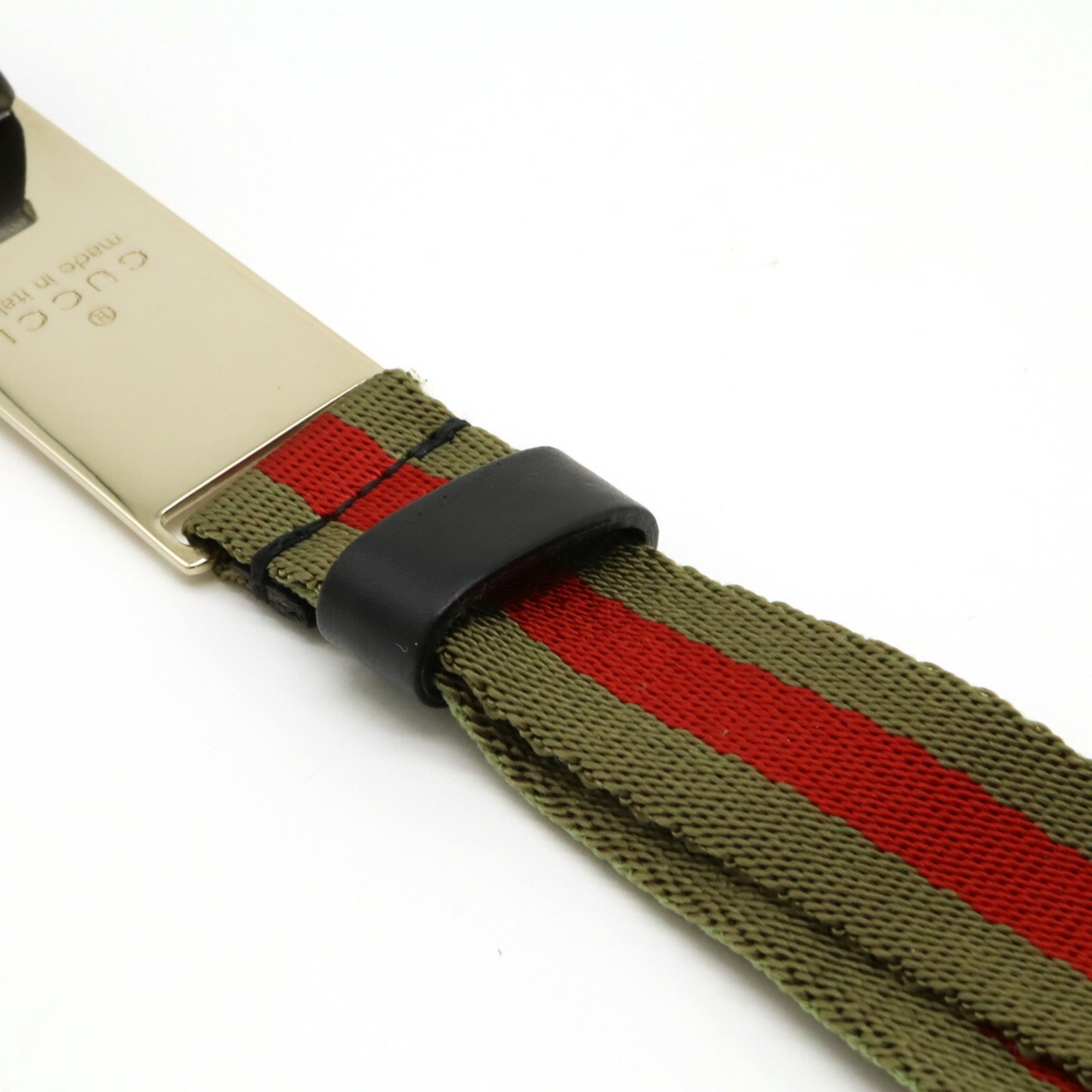 GUCCI Web Line Sherry Neck Strap Mobile Phone Canvas Leather Moss Green Red Black 039 2194 1089