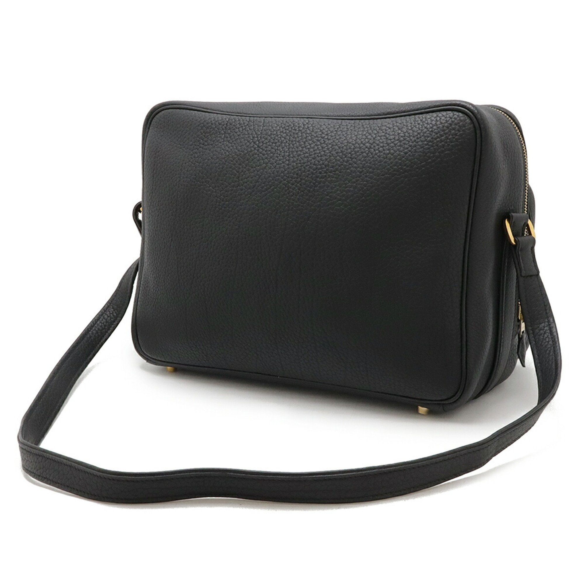 HERMES Victoria Shoulder Bag Togo Leather Black H Stamp