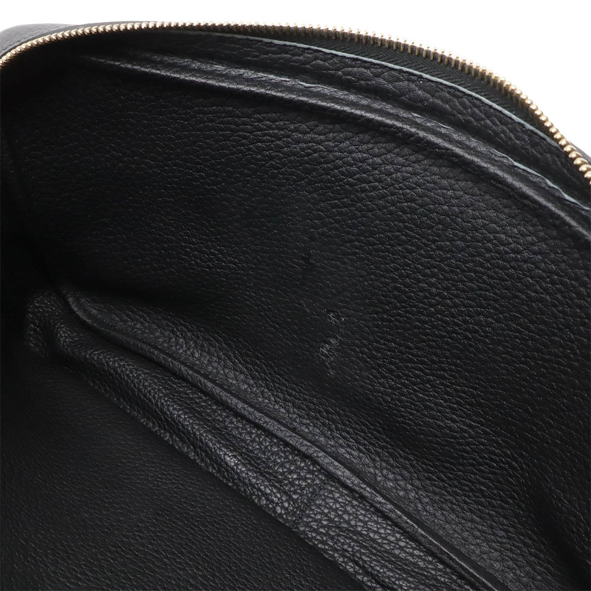 HERMES Victoria Shoulder Bag Togo Leather Black H Stamp