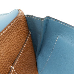 HERMES Dogon Duo GM Bi-fold long wallet, bi-color, leather, blue jean, gold, □I stamp