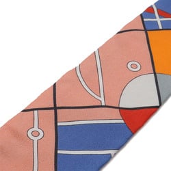 HERMES TWELL Scarf Muffler SPORT 100% Silk Pink Blue Multicolor