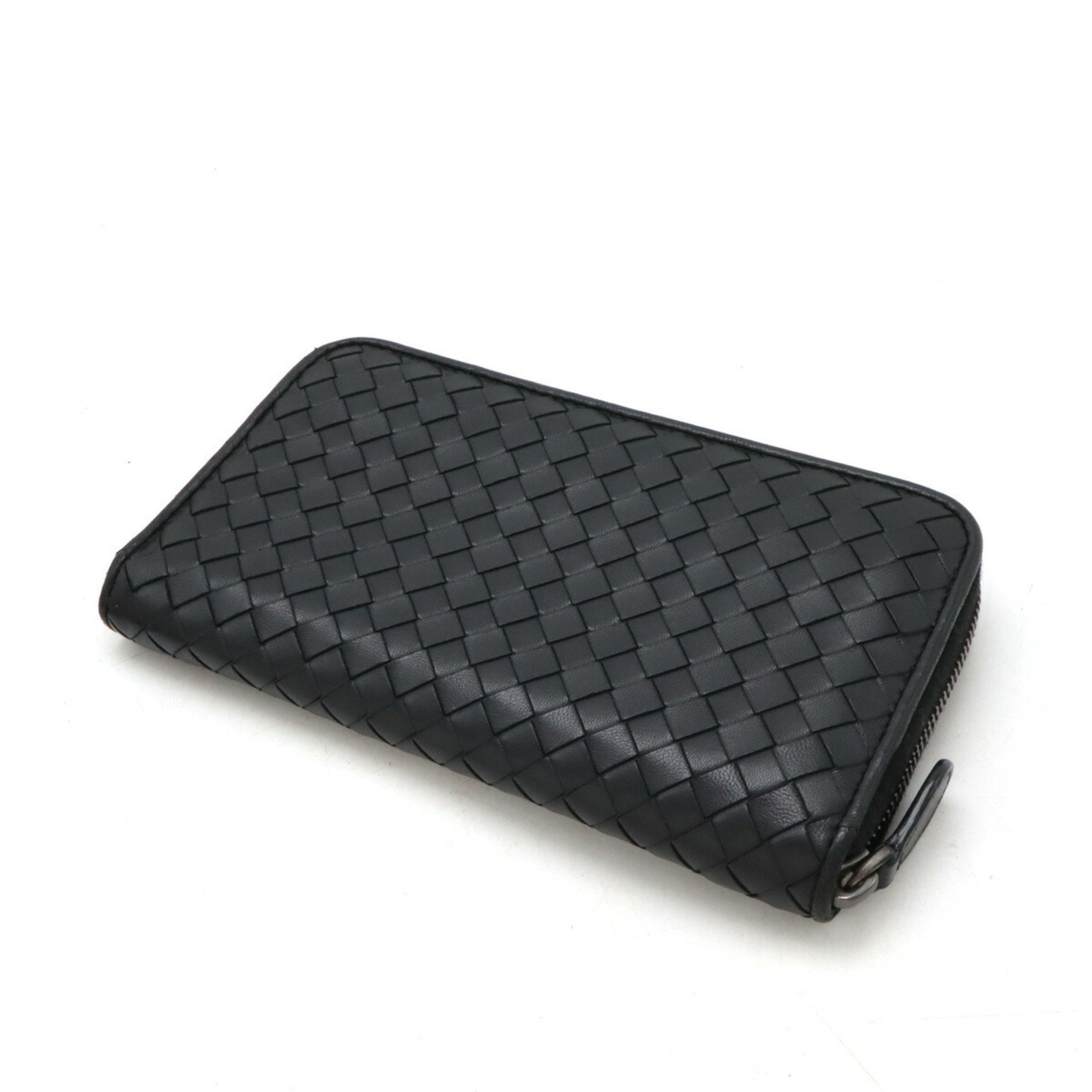 BOTTEGA VENETA Bottega Veneta Intrecciato Round Long Wallet Leather Black 114076