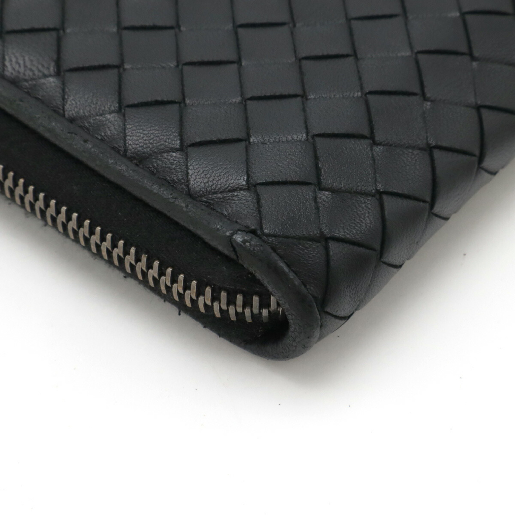 BOTTEGA VENETA Bottega Veneta Intrecciato Round Long Wallet Leather Black 114076