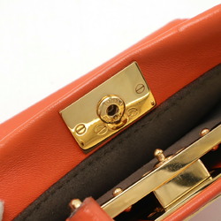 FENDI Micro Peekaboo Bag Handbag Shoulder Leather Orange 8M0355