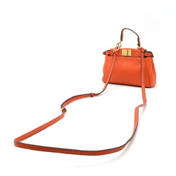 FENDI Micro Peekaboo Bag Handbag Shoulder Leather Orange 8M0355