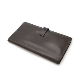 HERMES Bearn Classic Bi-fold Long Wallet Leather Dark Brown □I Engraved