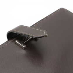 HERMES Bearn Classic Bi-fold Long Wallet Leather Dark Brown □I Engraved