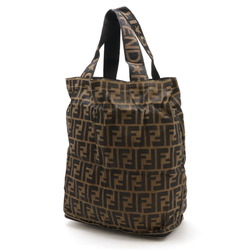 FENDI Zucca pattern tote bag, eco foldable, nylon canvas, leather, khaki brown, dark brown