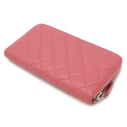 CHANEL Simply CC Coco Mark Round Long Wallet Leather Enamel Pink A80213