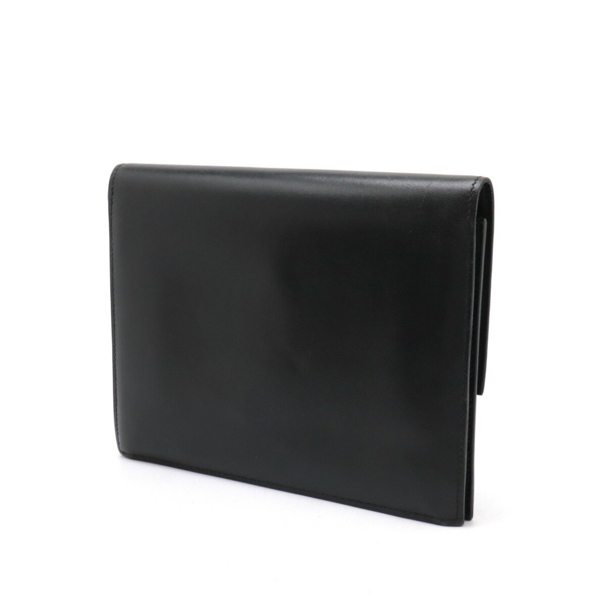 HERMES Hermes Fako Clutch Bag Second - Leather Black