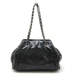 CHANEL Coco Mark Chain Shoulder Tote Bag Enamel Black