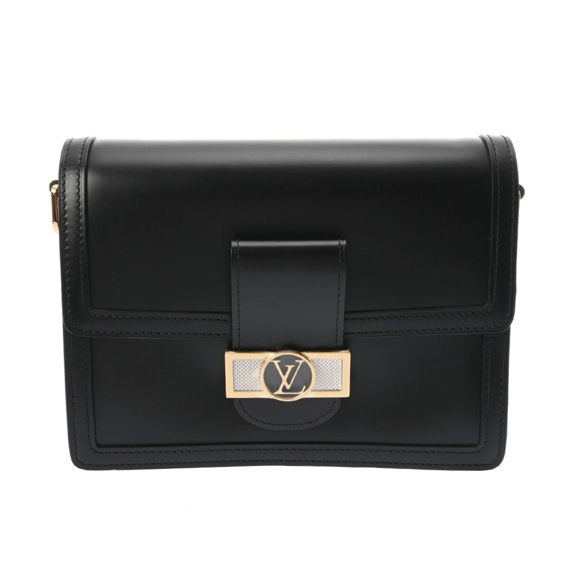 LOUIS VUITTON Louis Vuitton Dauphine MM Chain Shoulder Black M55821 Women's Leather Bag