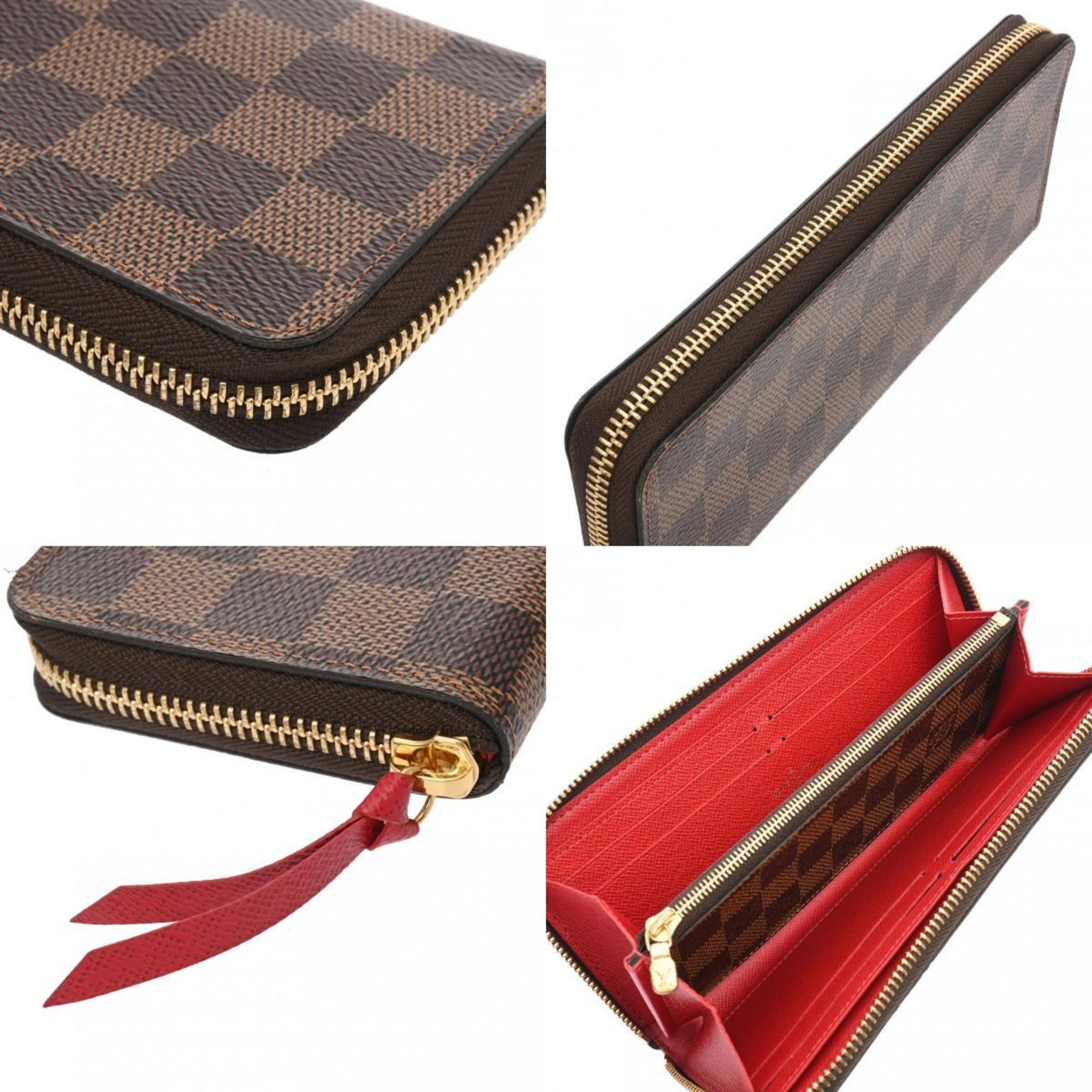 LOUIS VUITTON Louis Vuitton Damier Portefeuille Clemence Brown Cerise N60534 Unisex Canvas Long Wallet