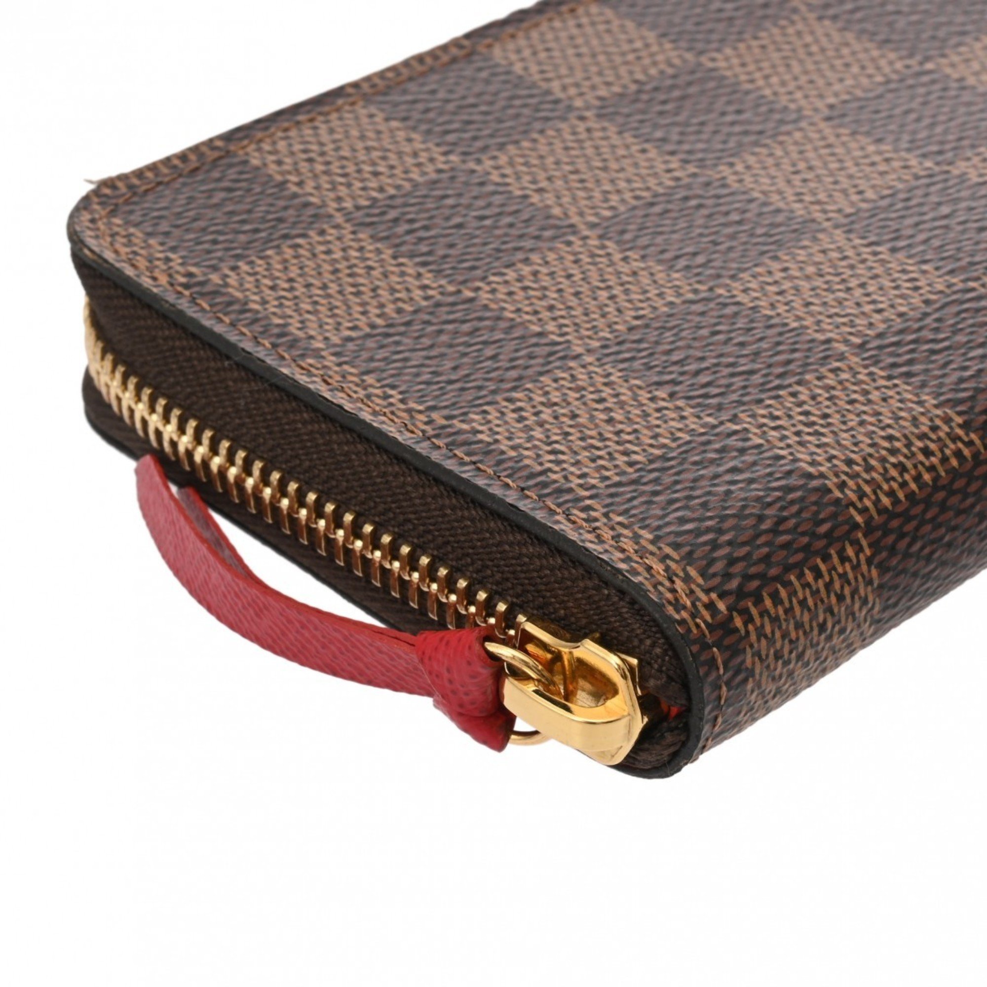 LOUIS VUITTON Louis Vuitton Damier Portefeuille Clemence Brown Cerise N60534 Unisex Canvas Long Wallet