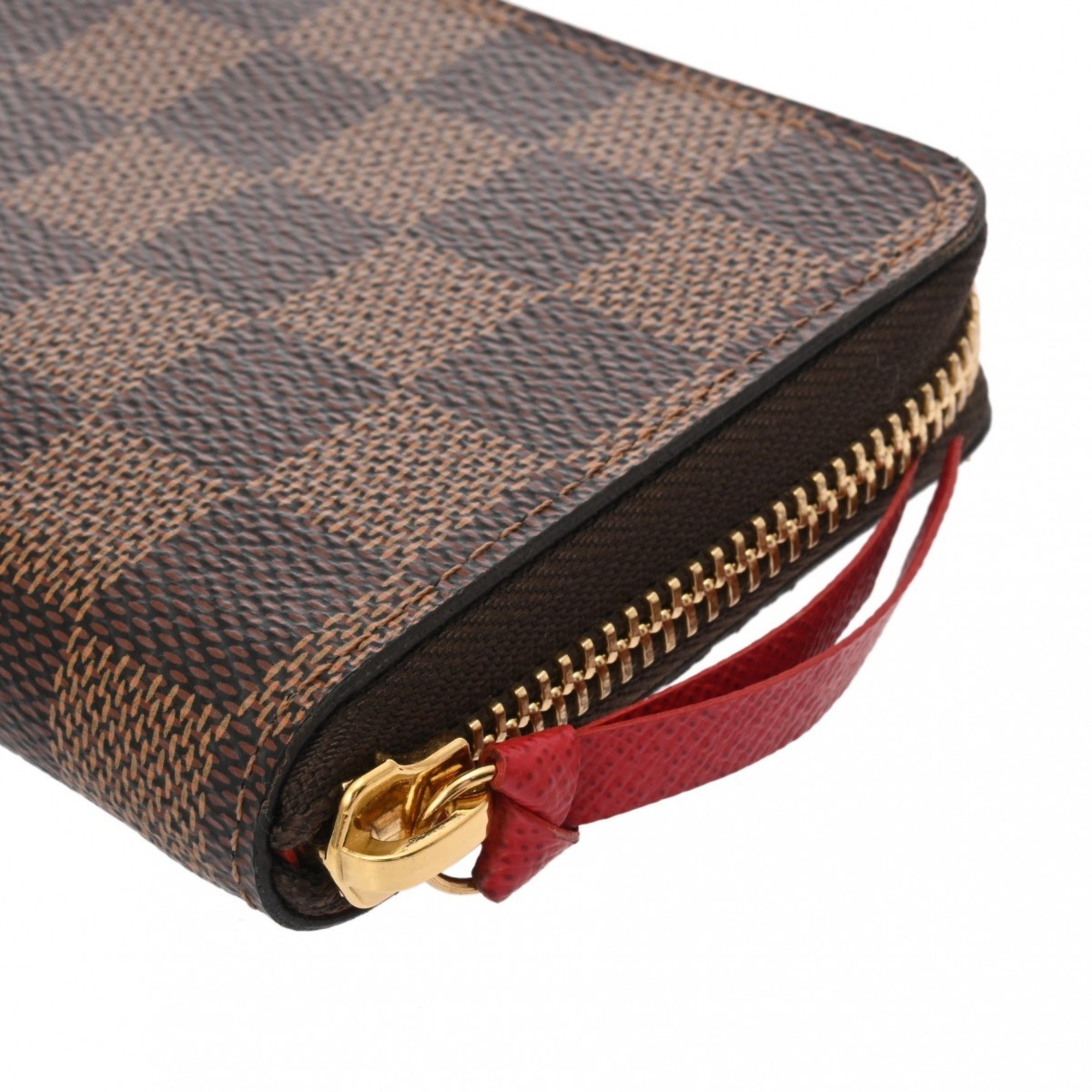 LOUIS VUITTON Louis Vuitton Damier Portefeuille Clemence Brown Cerise N60534 Unisex Canvas Long Wallet