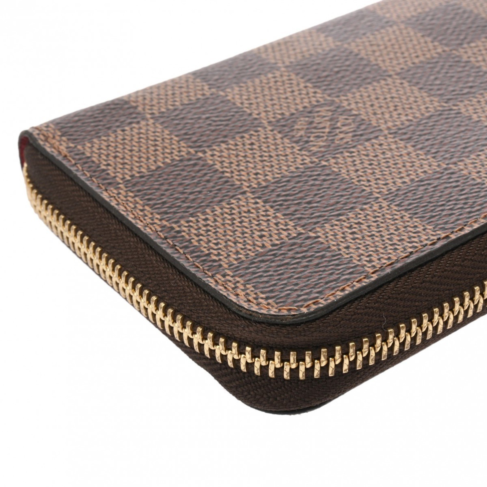 LOUIS VUITTON Louis Vuitton Damier Portefeuille Clemence Brown Cerise N60534 Unisex Canvas Long Wallet