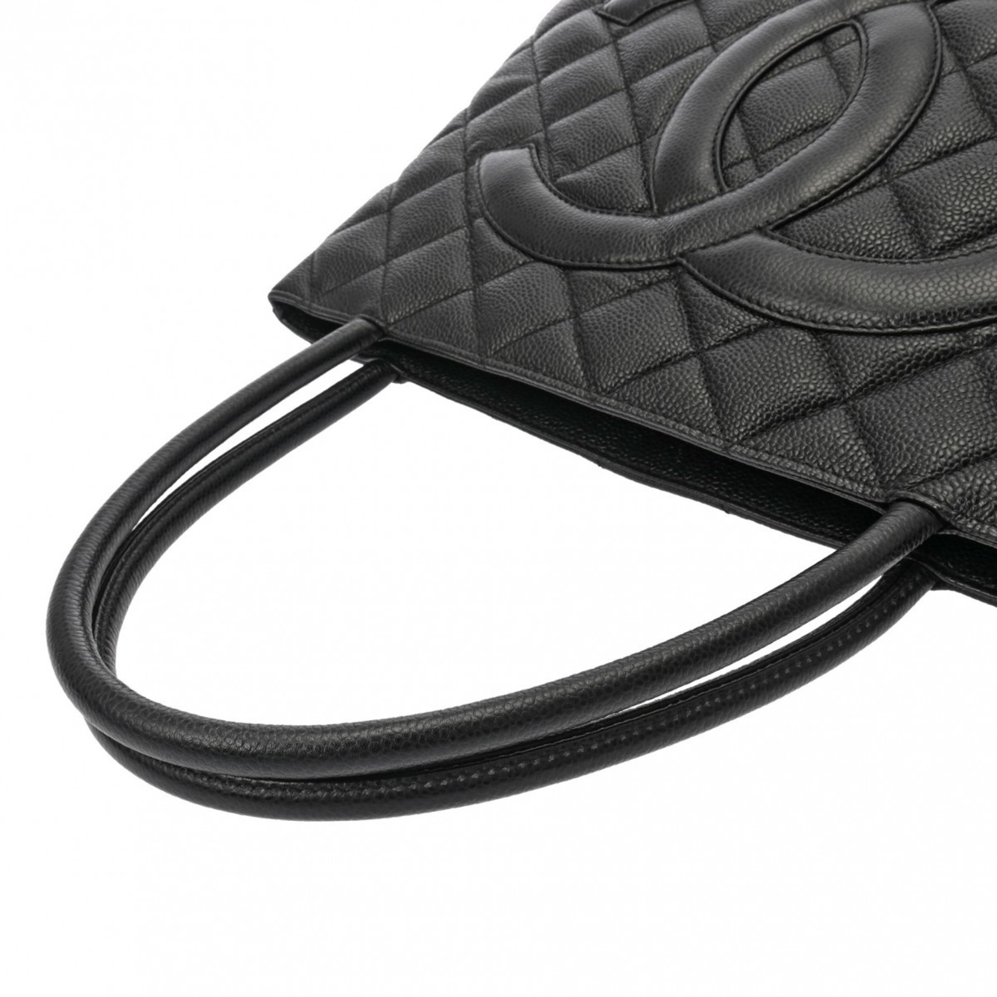 CHANEL Reprint Tote Black A01804 Women's Caviar Skin Bag