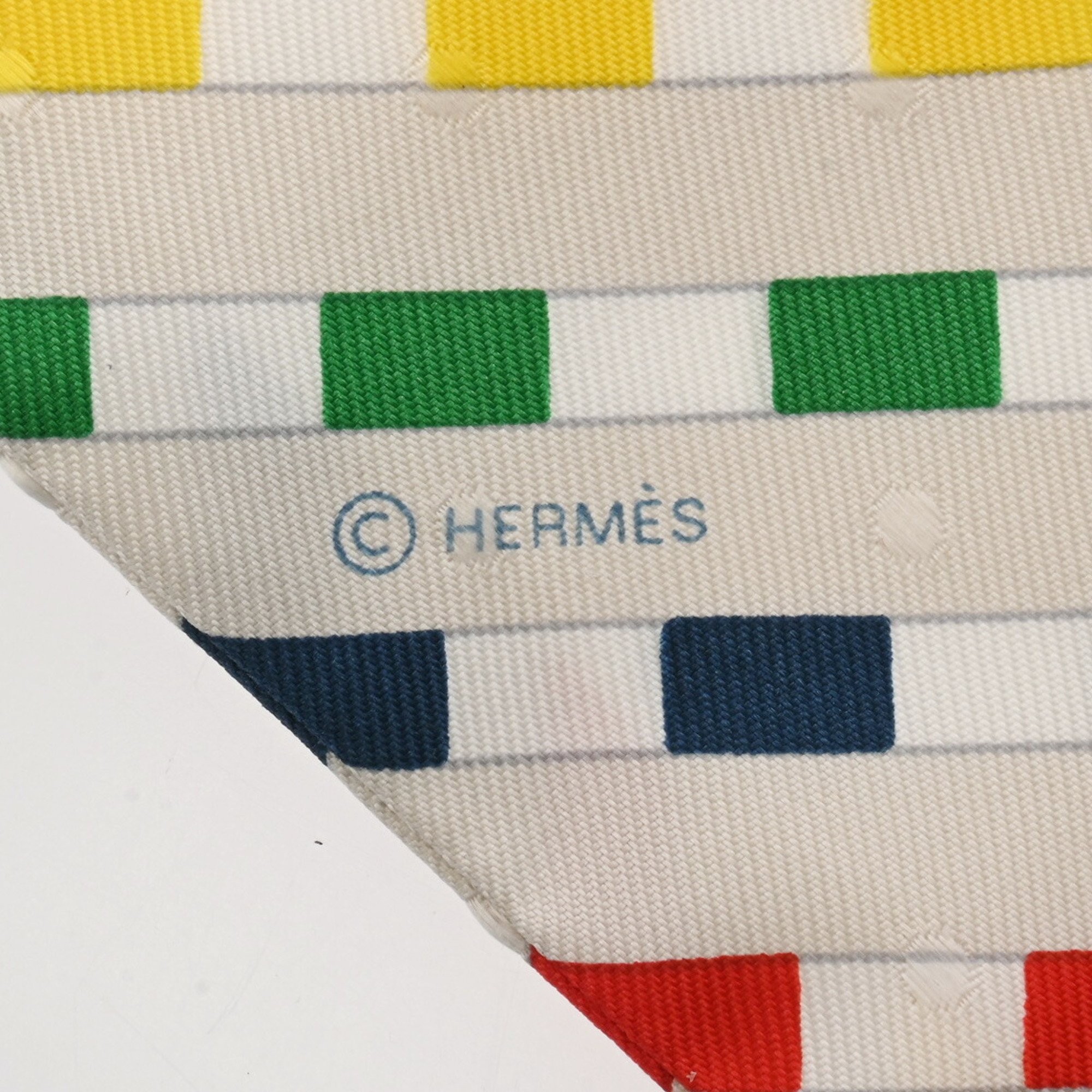 HERMES Twilly BOUCLERIE MODERNE Grey/Multi Unisex 100% Silk Scarf Muffler