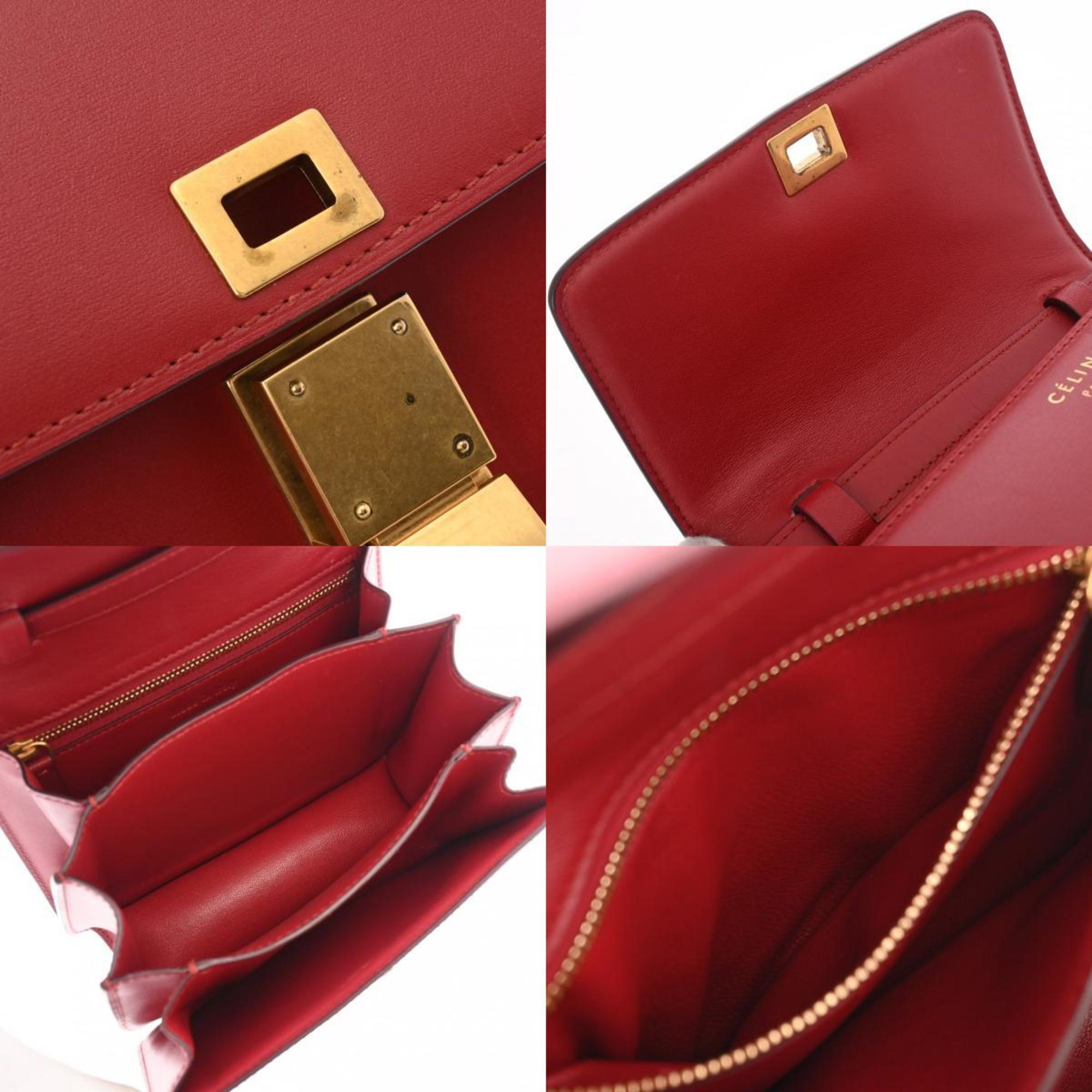 CELINE Classic Small Red Women's Calfskin Shoulder Bag