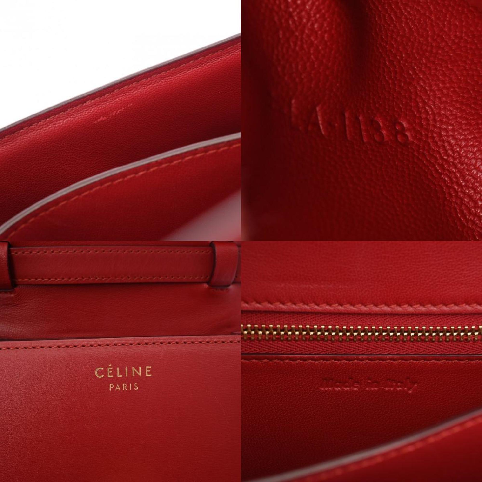 CELINE Classic Small Red Women's Calfskin Shoulder Bag