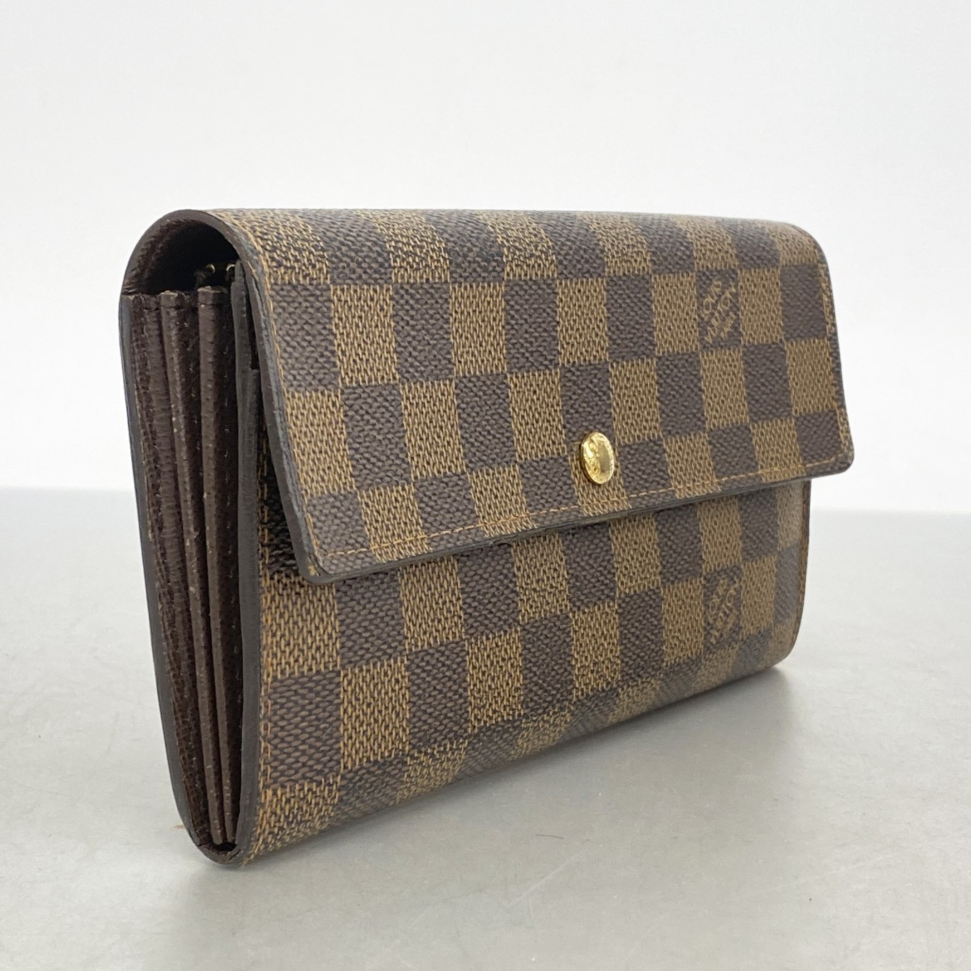 Louis Vuitton Long Wallet Damier Pochette Porto Monnaie Credit N61724 Ebene Ladies