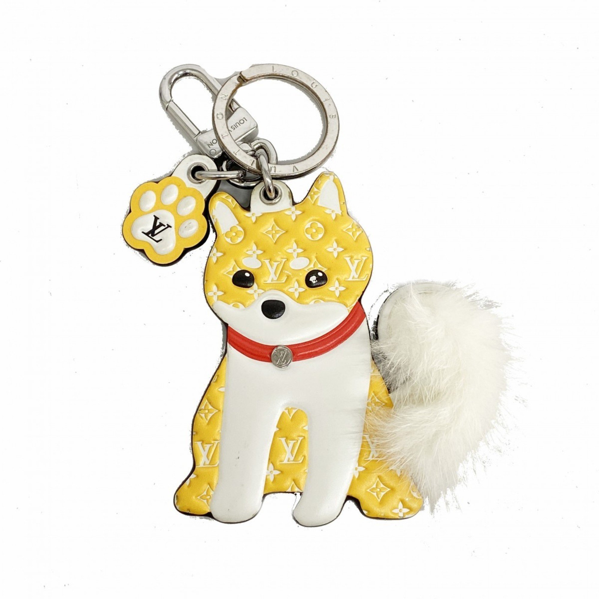 Louis Vuitton Keychain Monogram Portocle LV Shiba M01199 Yellow White Brown Men's Women's