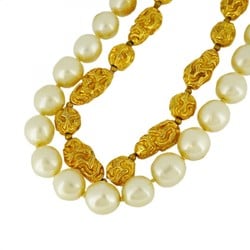 Chanel Necklace Fake Pearl GP Plated Gold Ladies