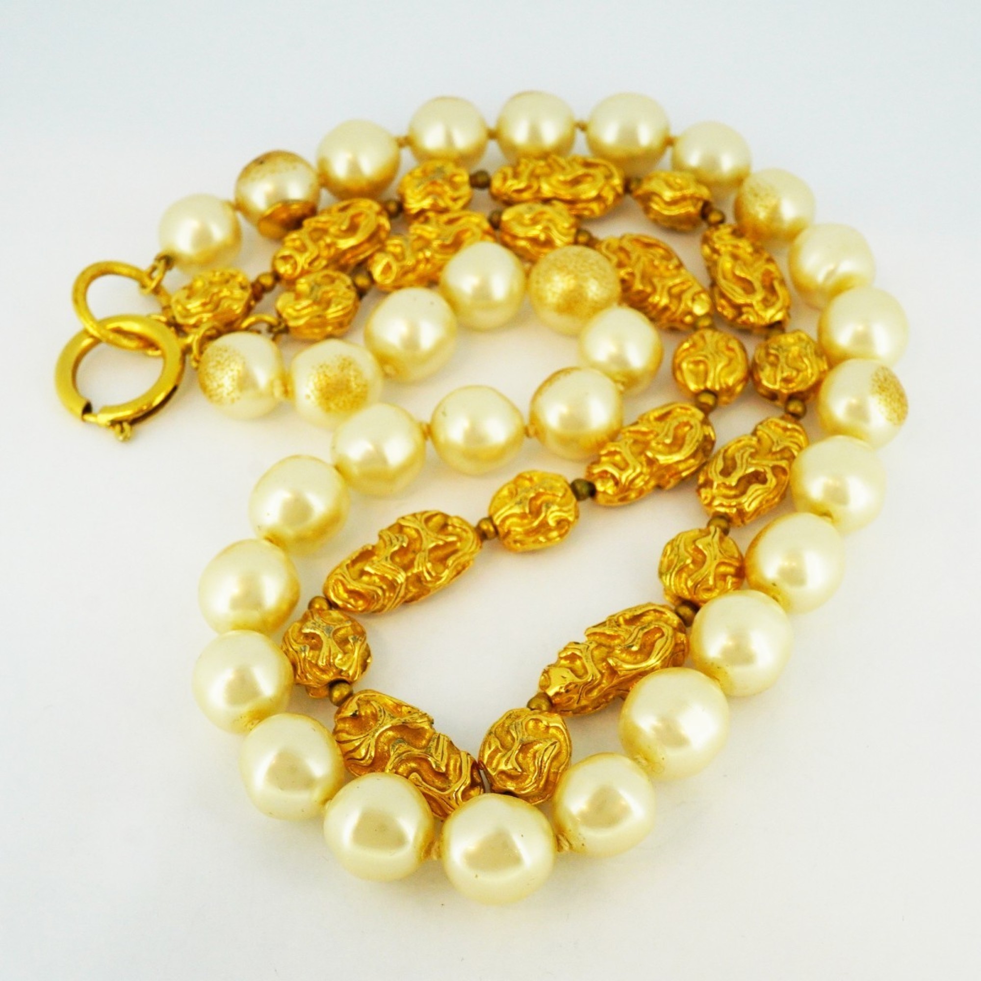 Chanel Necklace Fake Pearl GP Plated Gold Ladies