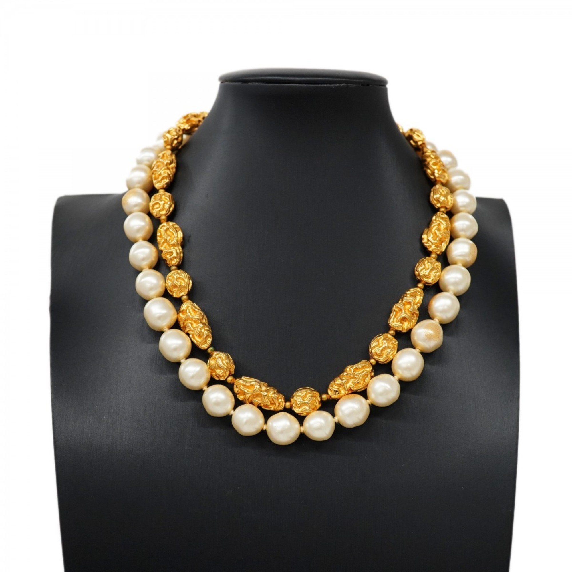 Chanel Necklace Fake Pearl GP Plated Gold Ladies