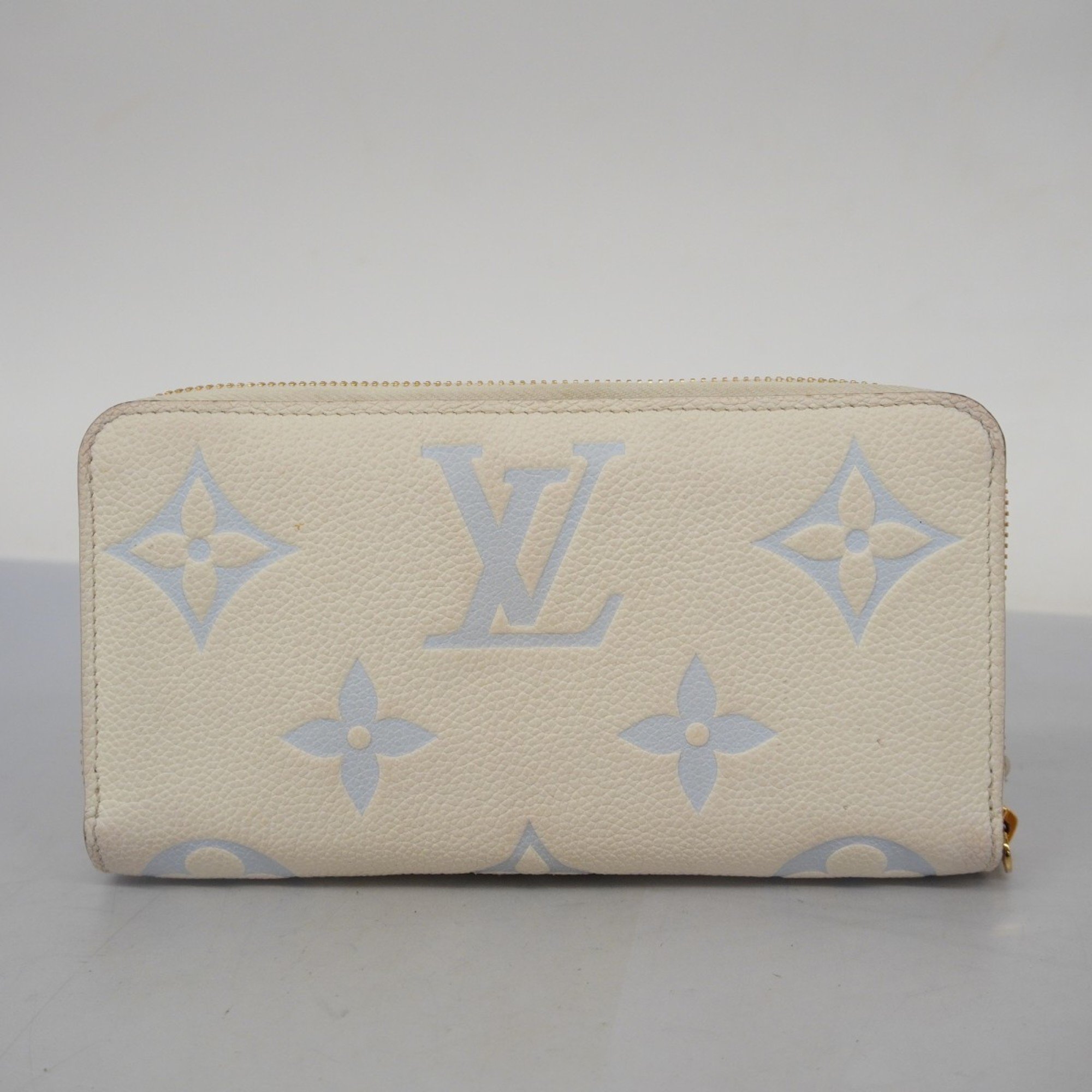 Louis Vuitton Long Wallet Monogram Empreinte Zippy M83308 Latte White Candy Blue Ladies