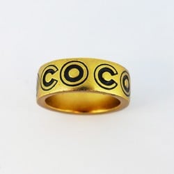 Chanel Ring COCO GP Plated Gold Black Size 12.5 for Women