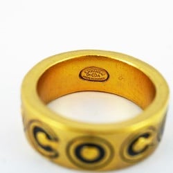 Chanel Ring COCO GP Plated Gold Black Size 12.5 for Women