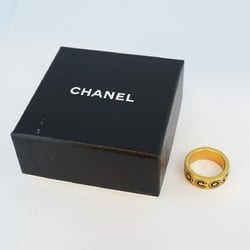 Chanel Ring COCO GP Plated Gold Black Size 12.5 for Women