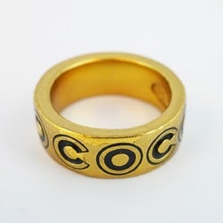 Chanel Ring COCO GP Plated Gold Black Size 12.5 for Women