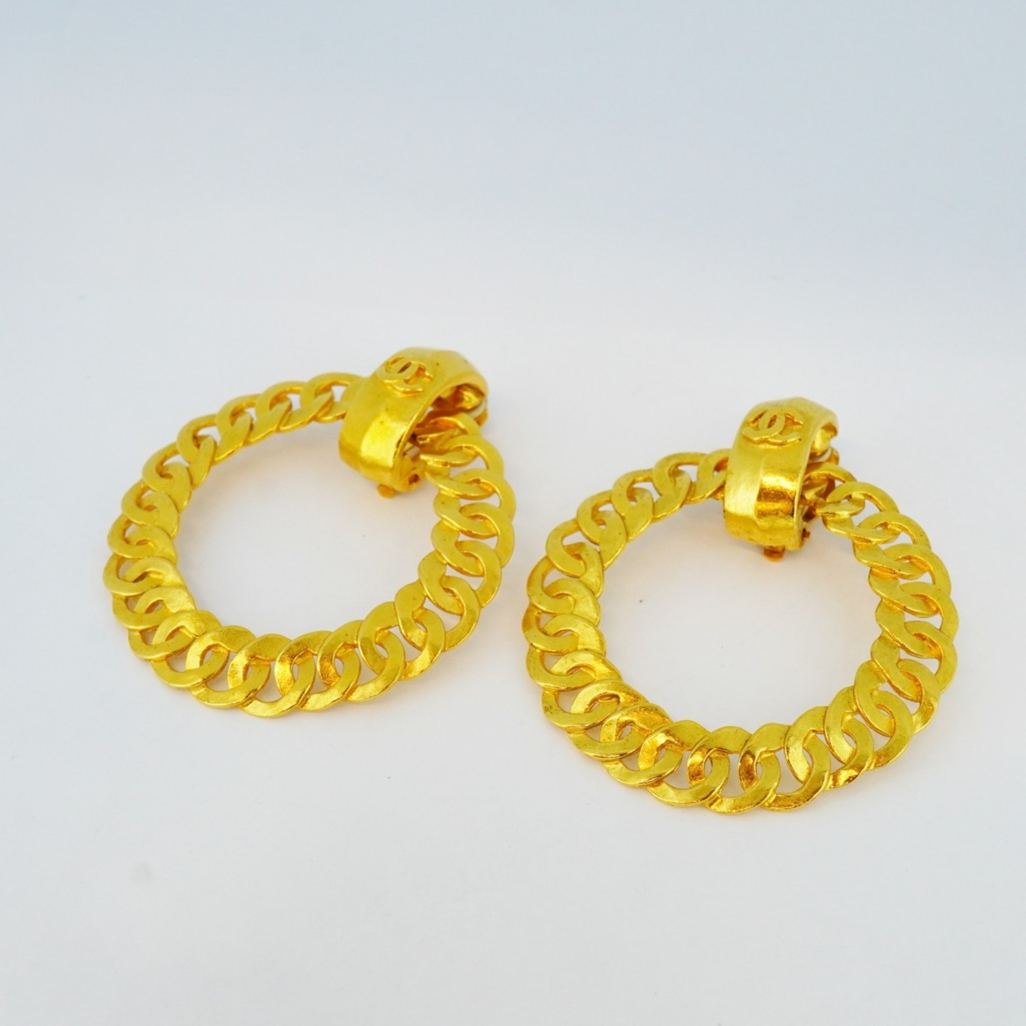 Chanel Earrings Coco Mark Circle GP Plated Gold Ladies