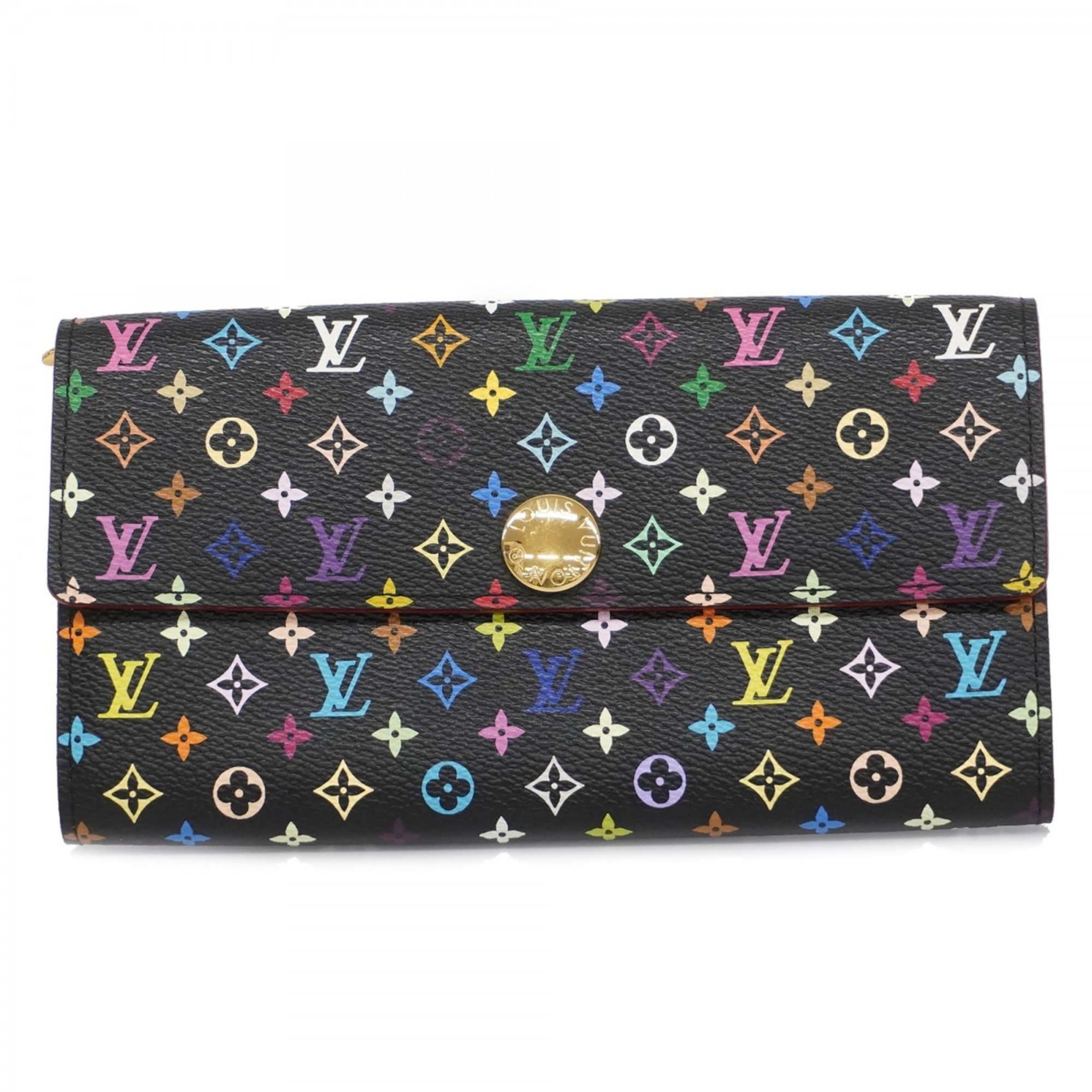 Louis Vuitton Long Wallet Monogram Multicolor Pochette Monnaie Credit M60005 Noir Ladies