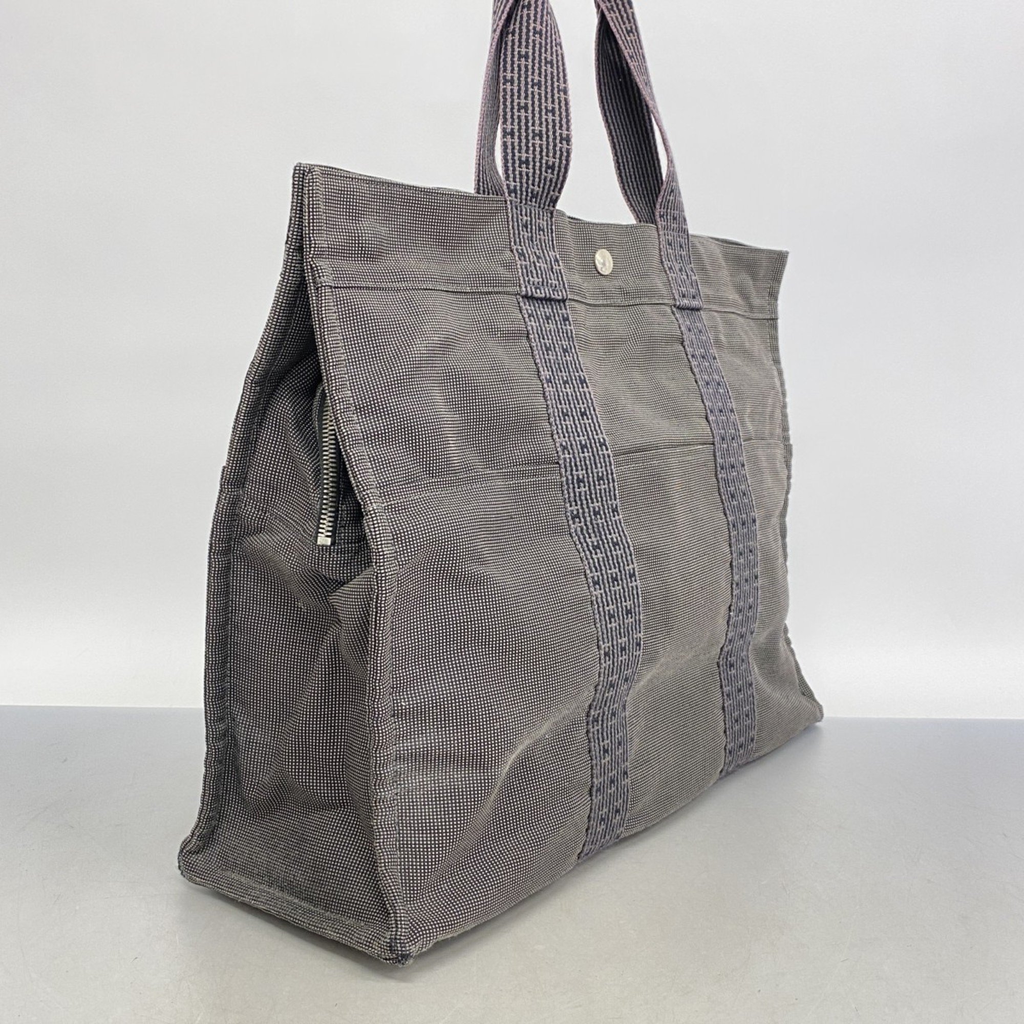 Hermes Tote Bag Airbag GM Canvas Grey Men's Women's