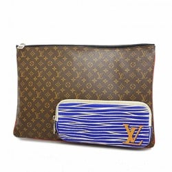 Louis Vuitton Clutch Bag Monogram Patchwork Pochette M69690 Brown Blue Men's