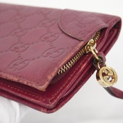 Gucci Long Wallet Interlocking G Guccissima 323398 Leather Red Champagne Women's