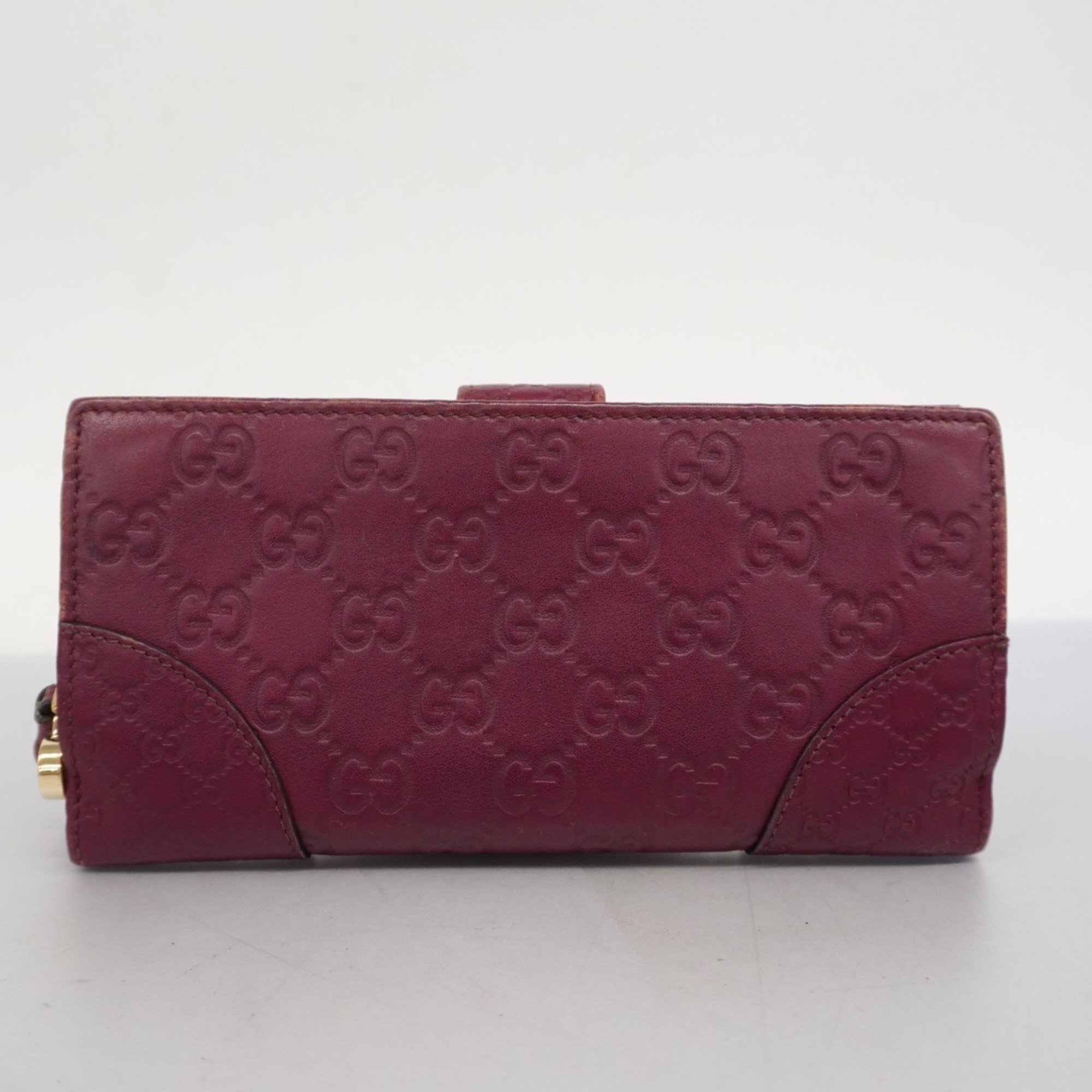 Gucci Long Wallet Interlocking G Guccissima 323398 Leather Red Champagne Women's