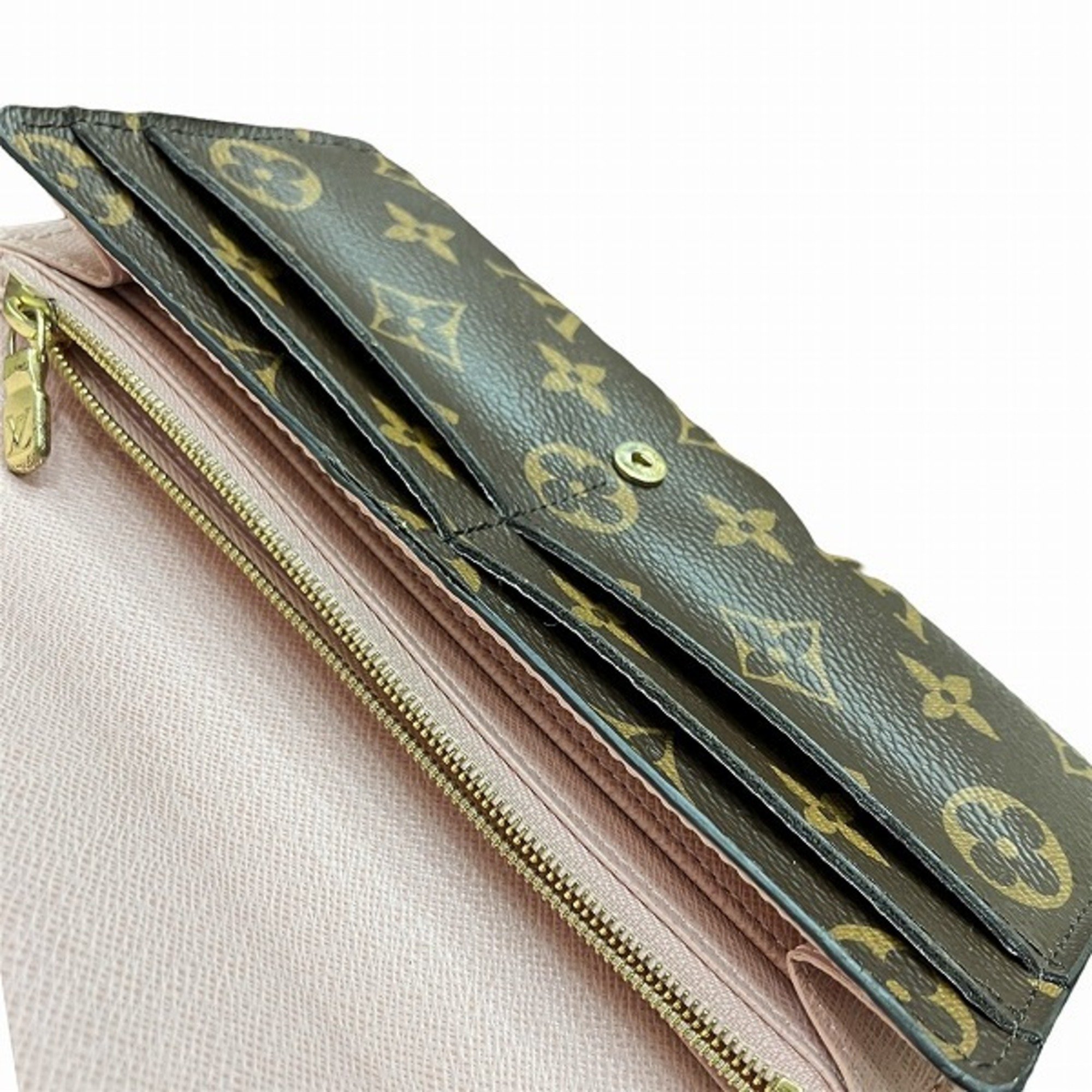 Louis Vuitton Monogram Portefeuille Sarah M62235 Rose Ballerine Long Wallet for Women