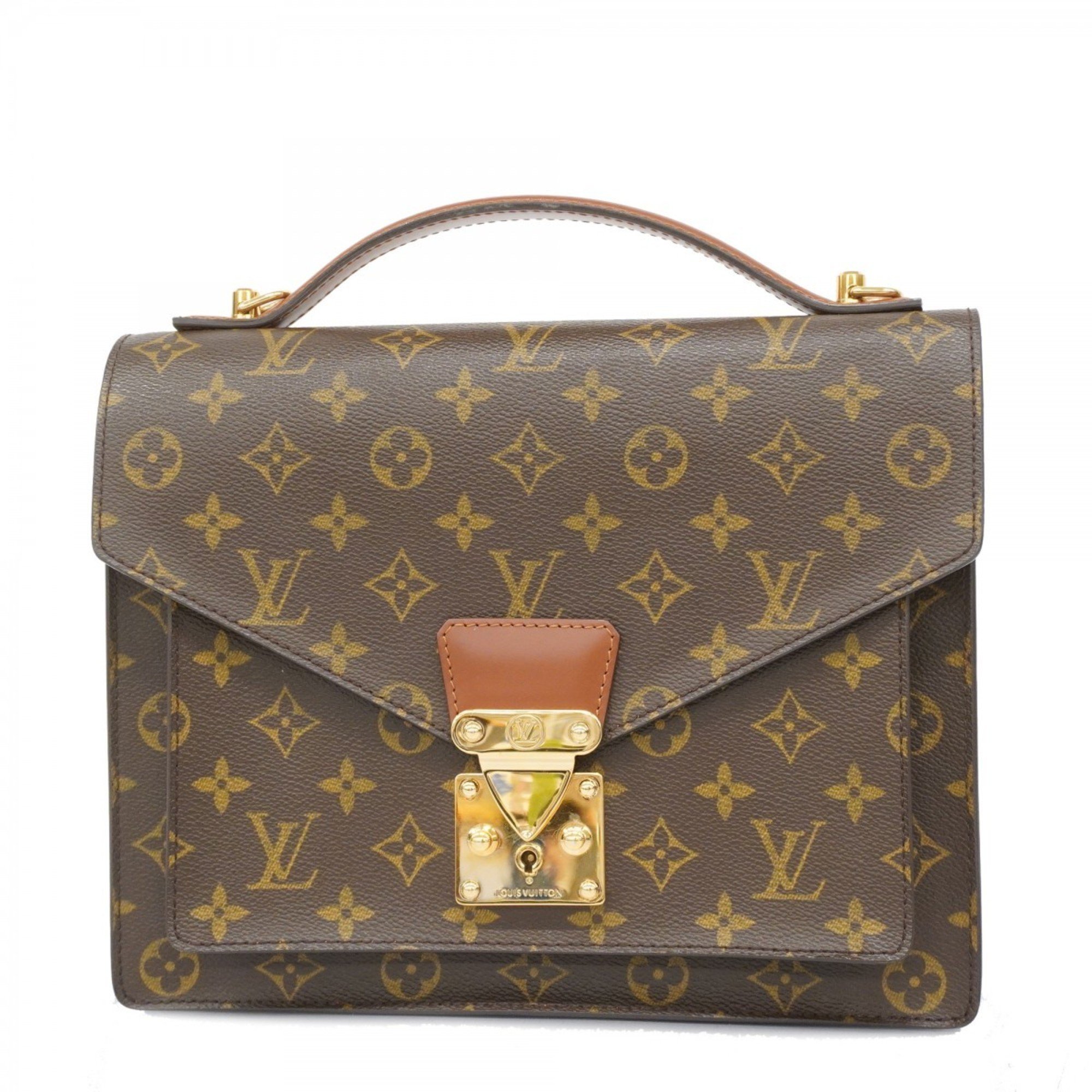 Louis Vuitton handbag Monogram Monceau M51185 brown ladies