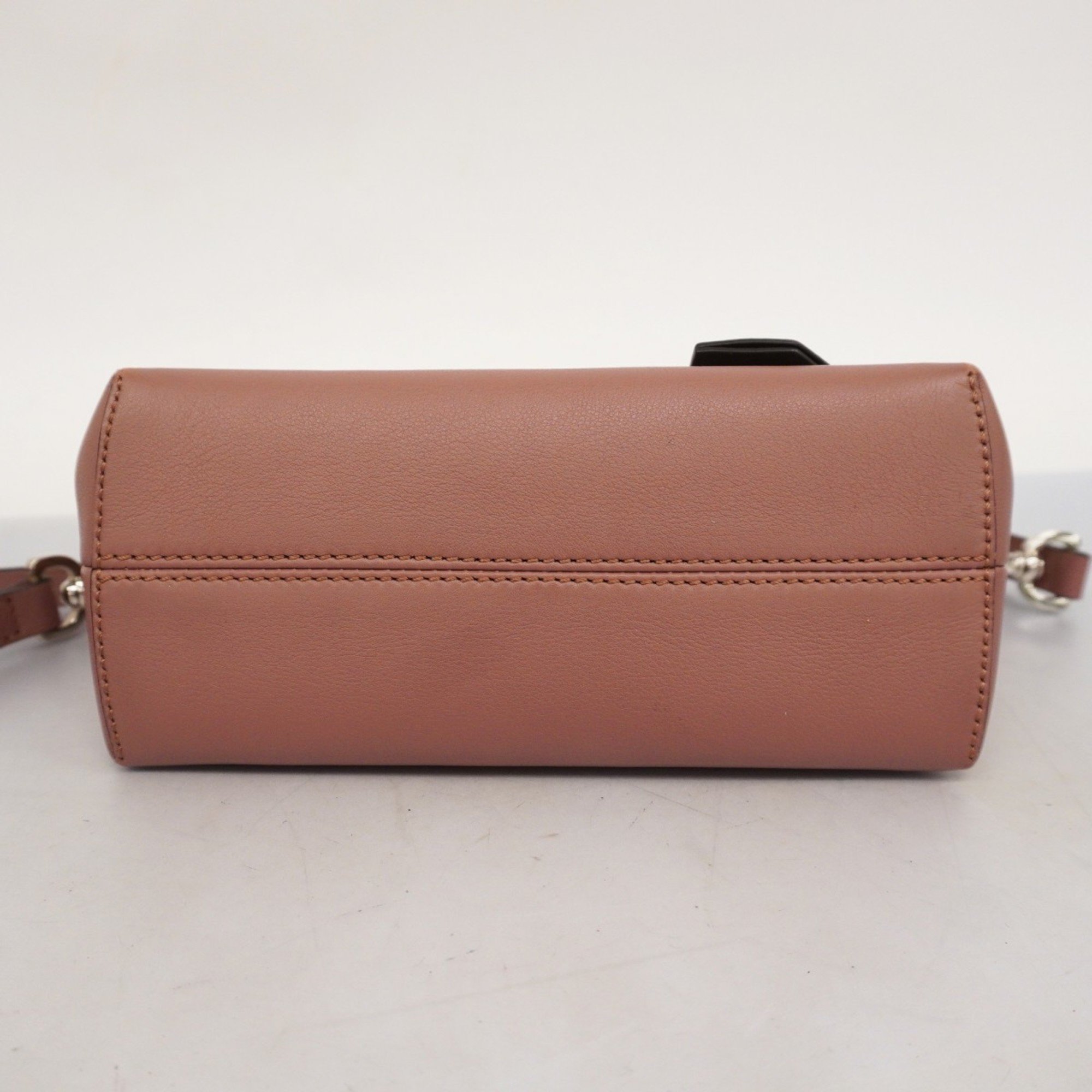 Fendi Shoulder Bag By The Way Leather Pink Beige Women's