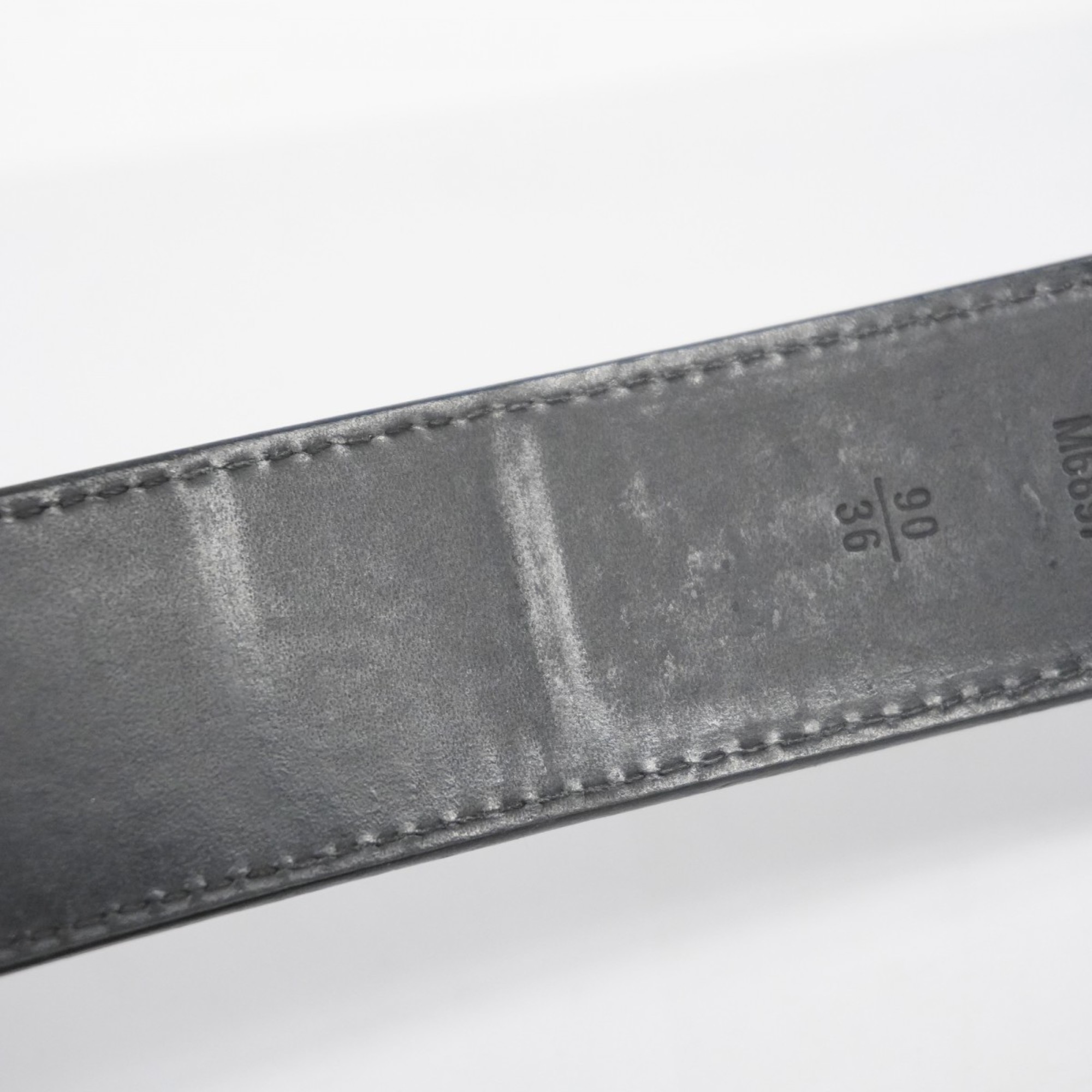 Louis Vuitton Belt Taiga Santur LV Initials M6897 Black Men's