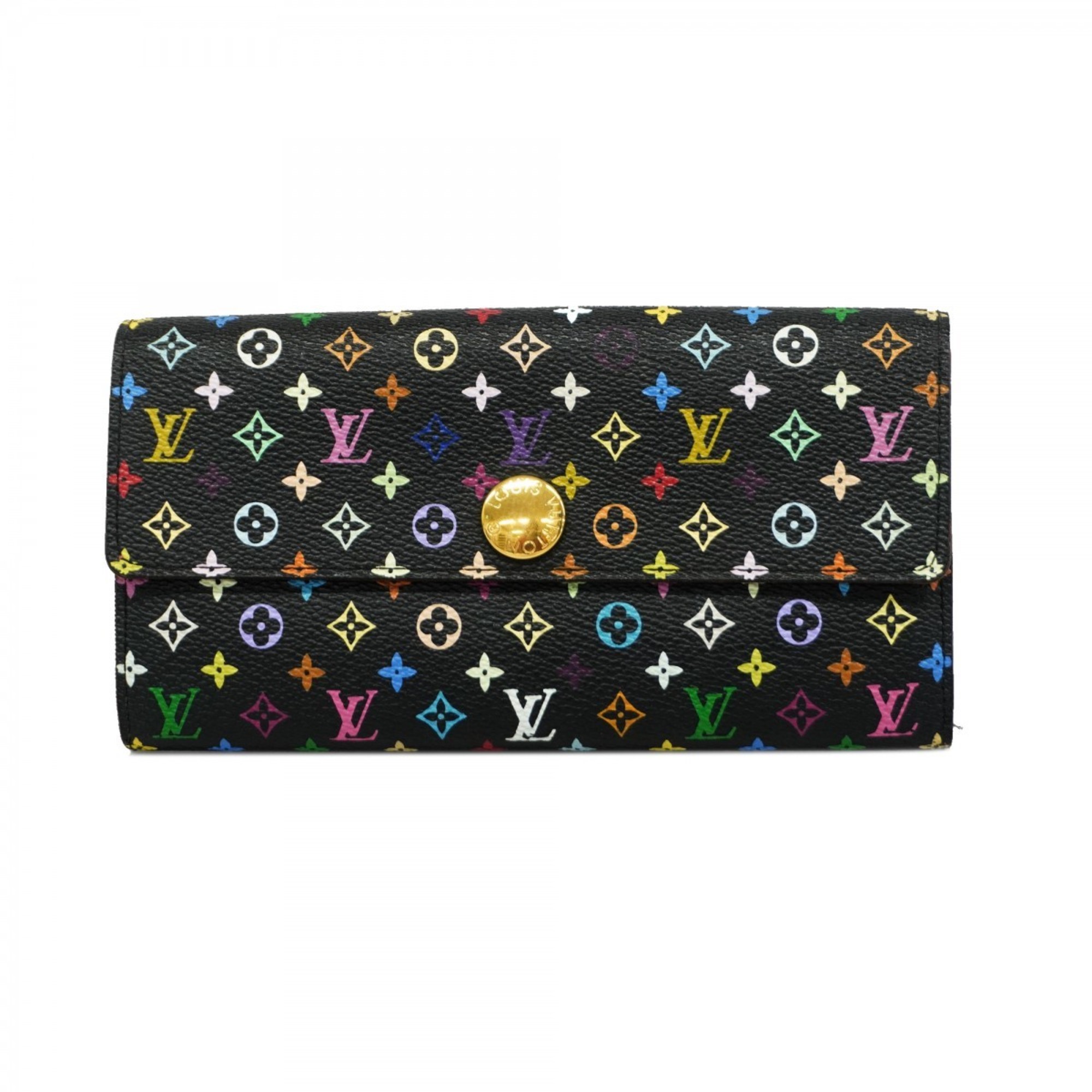 Louis Vuitton Long Wallet Monogram Multicolor Portefeuille Sarah M93747 Noir Grenard Ladies