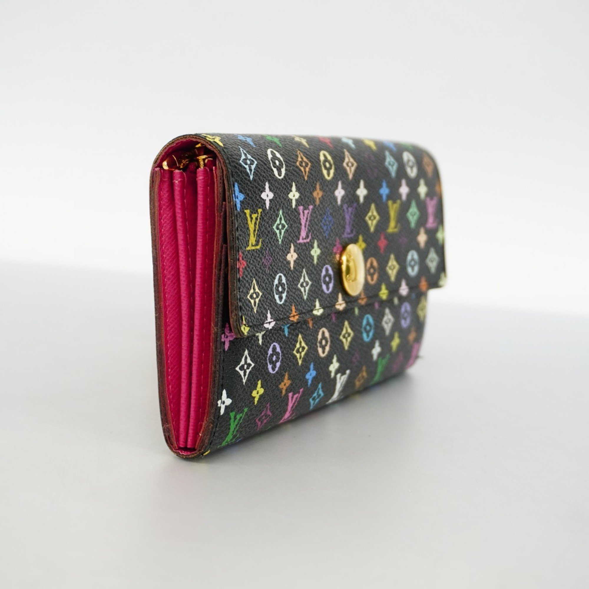 Louis Vuitton Long Wallet Monogram Multicolor Portefeuille Sarah M93747 Noir Grenard Ladies